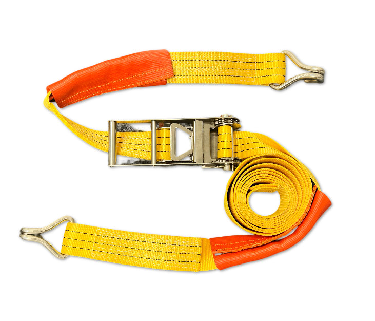 HIDAX　オールステンレス製ラッシングベルト（Jフック）　ベルト巾75ｍｍ、長1ｍ(固定側),8ｍ(調節側)